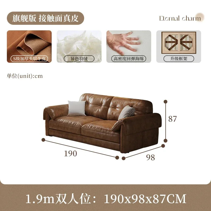 ZJCQ Minimalist Brown Sleep Sofa Faux Leather Designer Loveseat Lazy Sofa Couch Cloud Divano Da Soggiorno Living Room Furniture