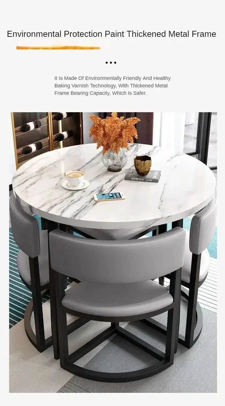 Round Mobile Dining Tables Set Kitchen 4 Chairs Center Wood Table Extendable Luxury Floor Mesa Comedor Home Furniture