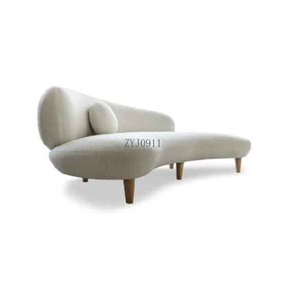 Italian minimalist white cashmere fabric Nordic light luxury small apartment curved sofa