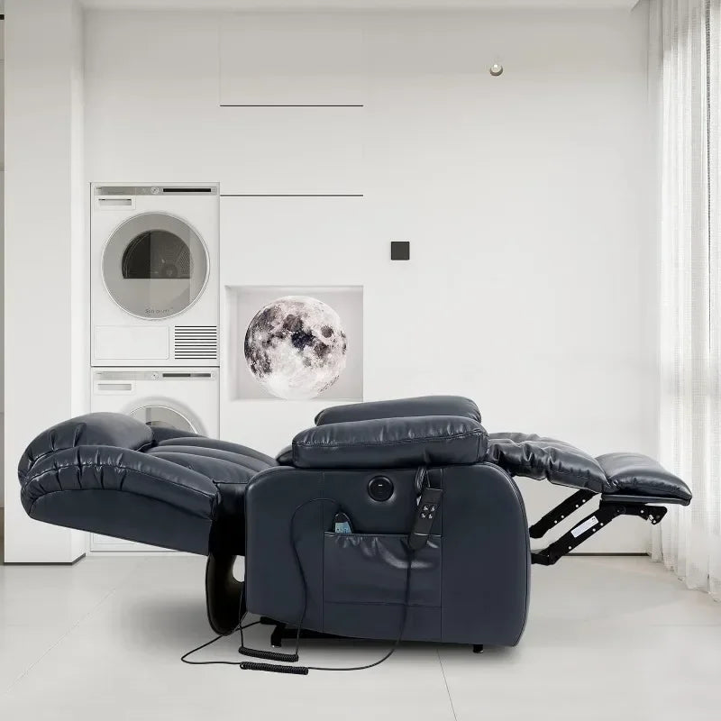 Infinite Position Power Lift Chair Lay Flat Recliner Dual Motor Sleeper Chair With Massage And Heating For Elderly Controllable