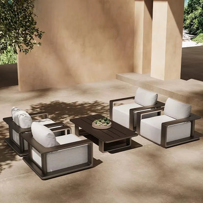 Modern Villa Hotel Garden Set Metal Aluminum Frame Fabric Waterproof Cushion Patio Furniture Outdoor Sofa Set