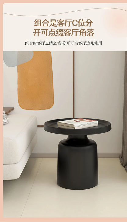 Cream apartment Nordic coffee table living room household small apartment simple Internet celebrity wrought iron modern round