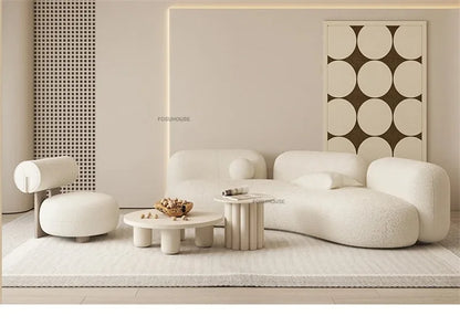 Lamb Velvet Curved Living Room Sofas Designer Living Room Furniture Beauty Salon Clothing Store Reception Sofa Luxury Sofa Bed
