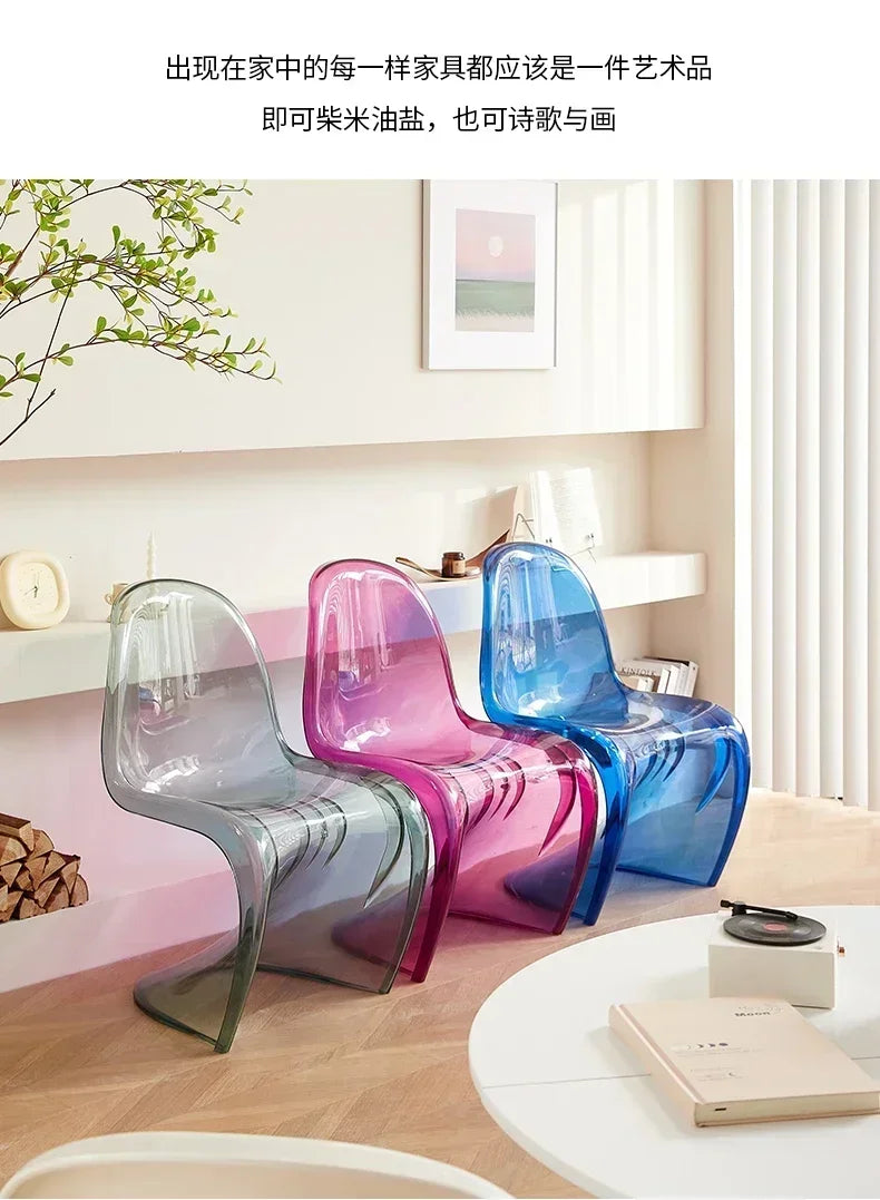 Design Minimalist Dining Chair Acrylic Kitchen Colorful Office Chair Modern Living Room Cadeira Kitchen Furniture  A1