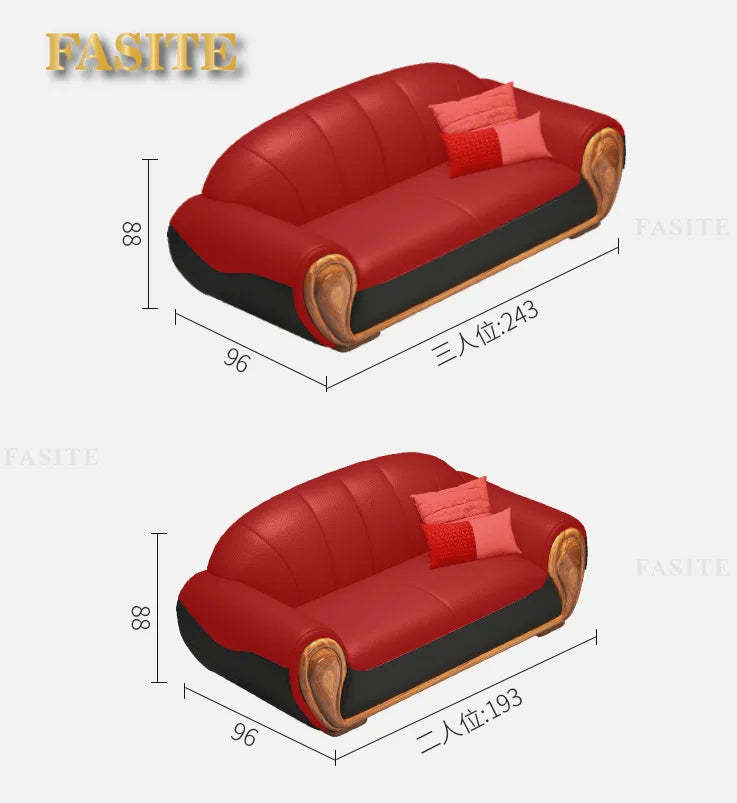 Leather sofa modern simple villa living room imported first layer cowhide