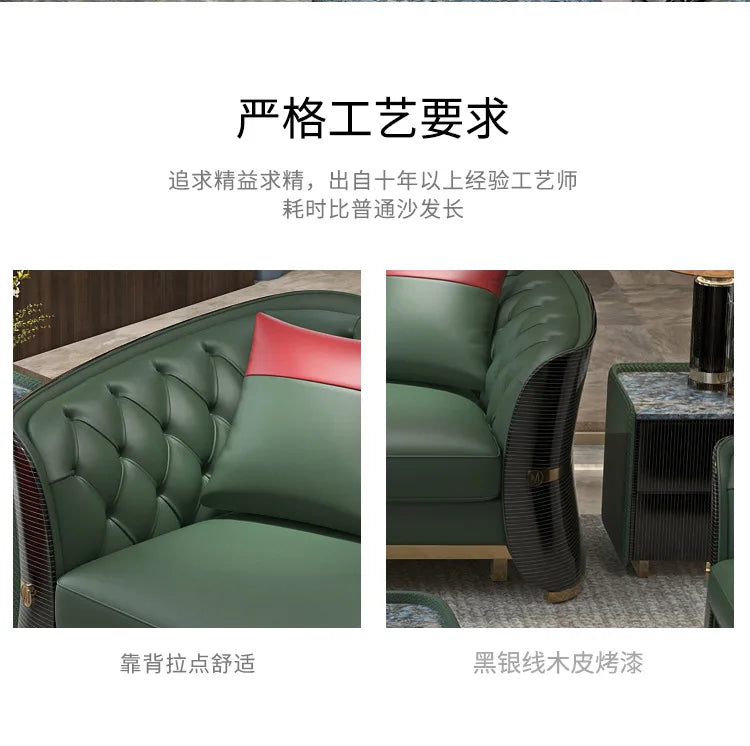 Italian luxury light luxury leather buckle sofa post-modern living room size apartment villa designer new sofa