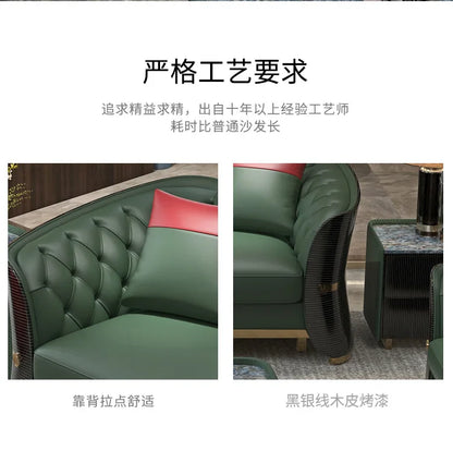 Italian luxury light luxury leather buckle sofa post-modern living room size apartment villa designer new sofa
