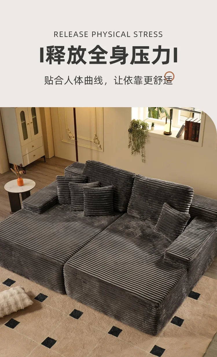 Vacuum compression fabric large size sofa living room combination lazy sofa bed