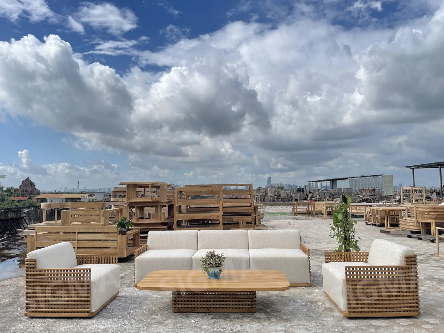 Sigma Designer Aluminum Furniture with Cushions Sofa Set Living Room Garden Patio Hotel Sectional Outdoor Sofa