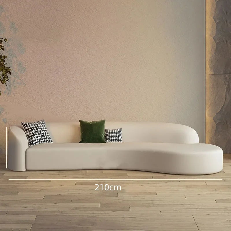Canape Curved Sofa White Japandi Postmodern Elegantes Design 3 Seater Sofa Cloud European Sofa Lazy Divano Trendy Furniture
