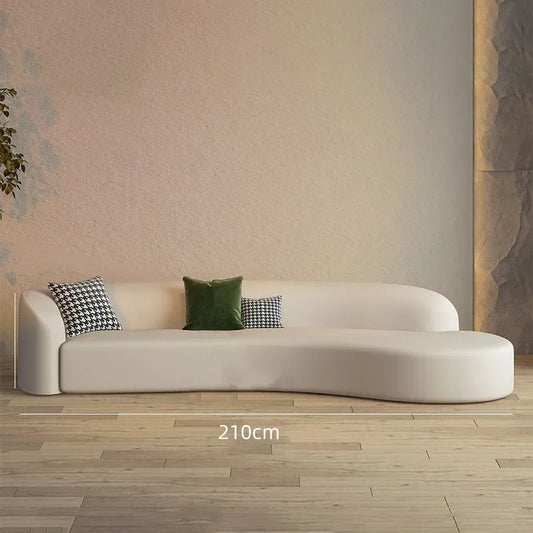 Canape Curved Sofa White Japandi Postmodern Elegantes Design 3 Seater Sofa Cloud European Sofa Lazy Divano Trendy Furniture