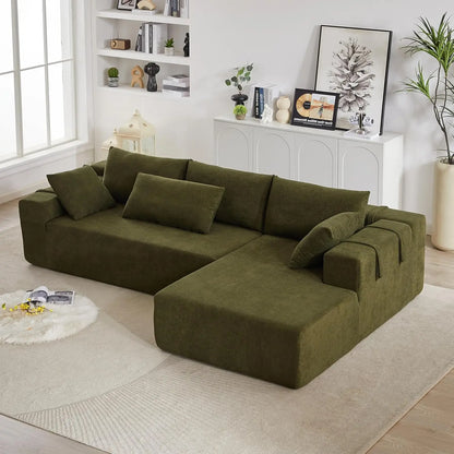 108'' L-Shaped Modular Sectional Sofa, Upholstered Chenille Cloud Couch with 6 Pillows, Cozy Deep Seat Couch for Living Room