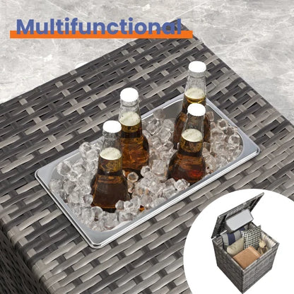 4 Piece Outdoor PE Wicker Furniture Set, Patio Gray Rattan Sectional Sofa Couch with Washable Cushions