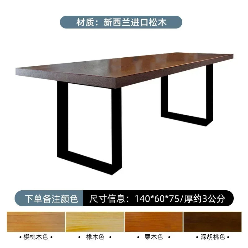 Nordic Solid Wood Long Dining Table Coffee Table Simple Luxury Rectangular Table Dining Chair Home Custom Furniture 120-200cm