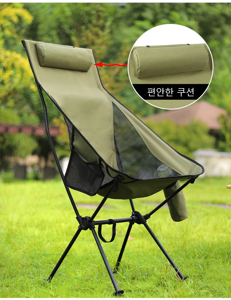 DIVEDEER Portable Folding Camping Chair with Headrest Lightweight Tourist Chairs Aluminum Alloy Fishing Chair Outdoor Furniture
