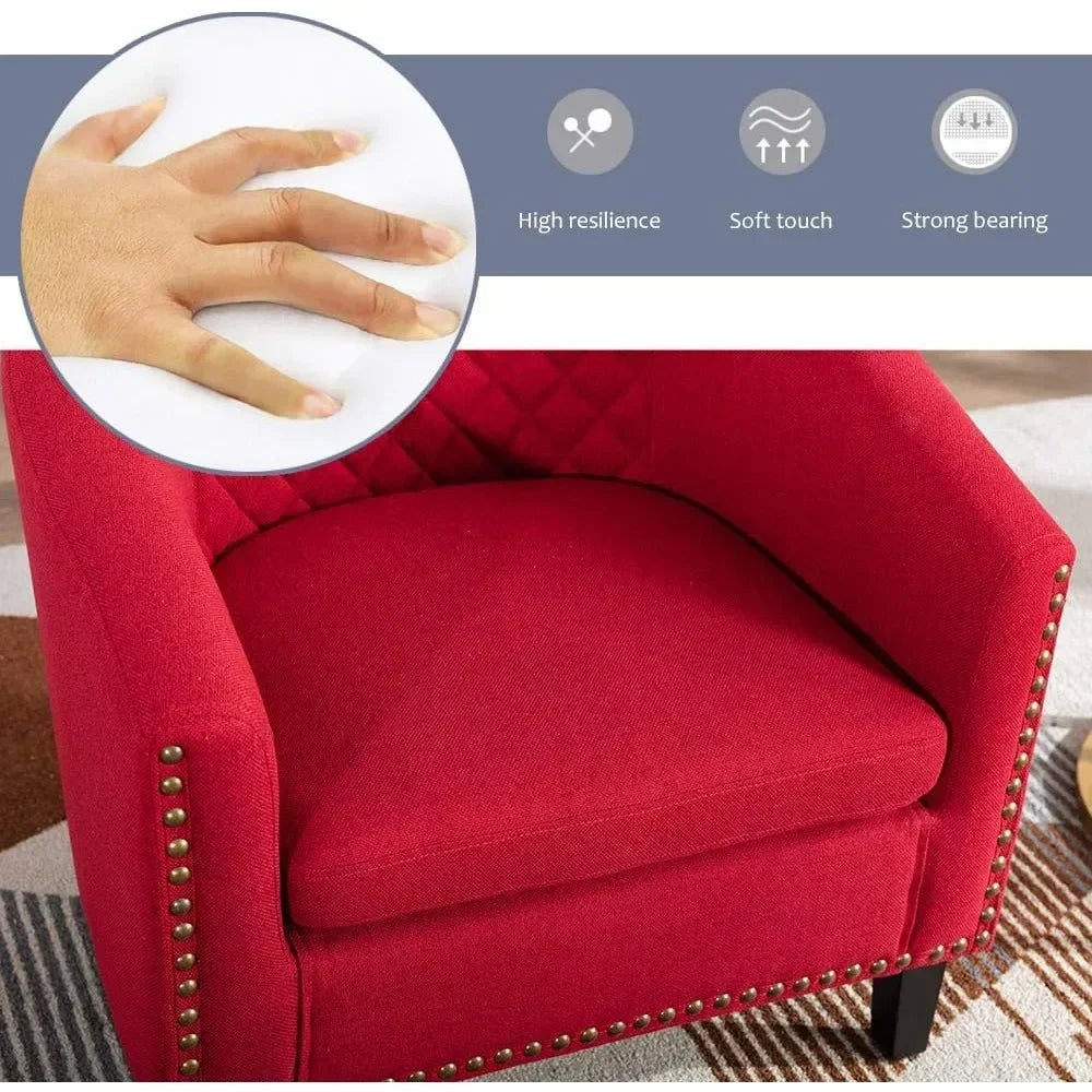 SAT2 for  Room Chair with Solid Wood Legs and Nailhead, Classic Upholstered Accent Armchair, Soft Linen Fabric Living Room Chair