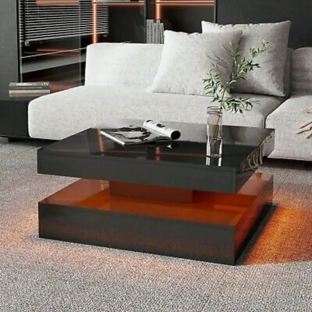LED Coffee Table with Lights Center Cocktail Table Living Room High Gloss