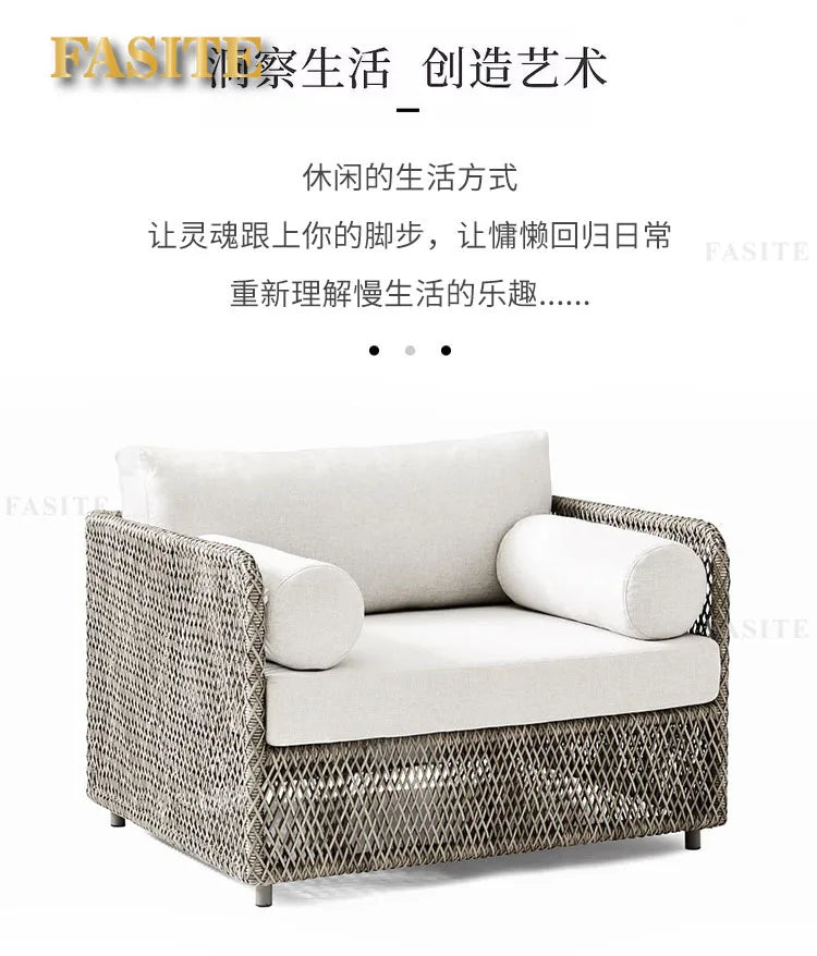 Nordic outdoor sofa, courtyard, terrace, balcony, leisure rattan chair, living room, outdoor waterproof High Quality