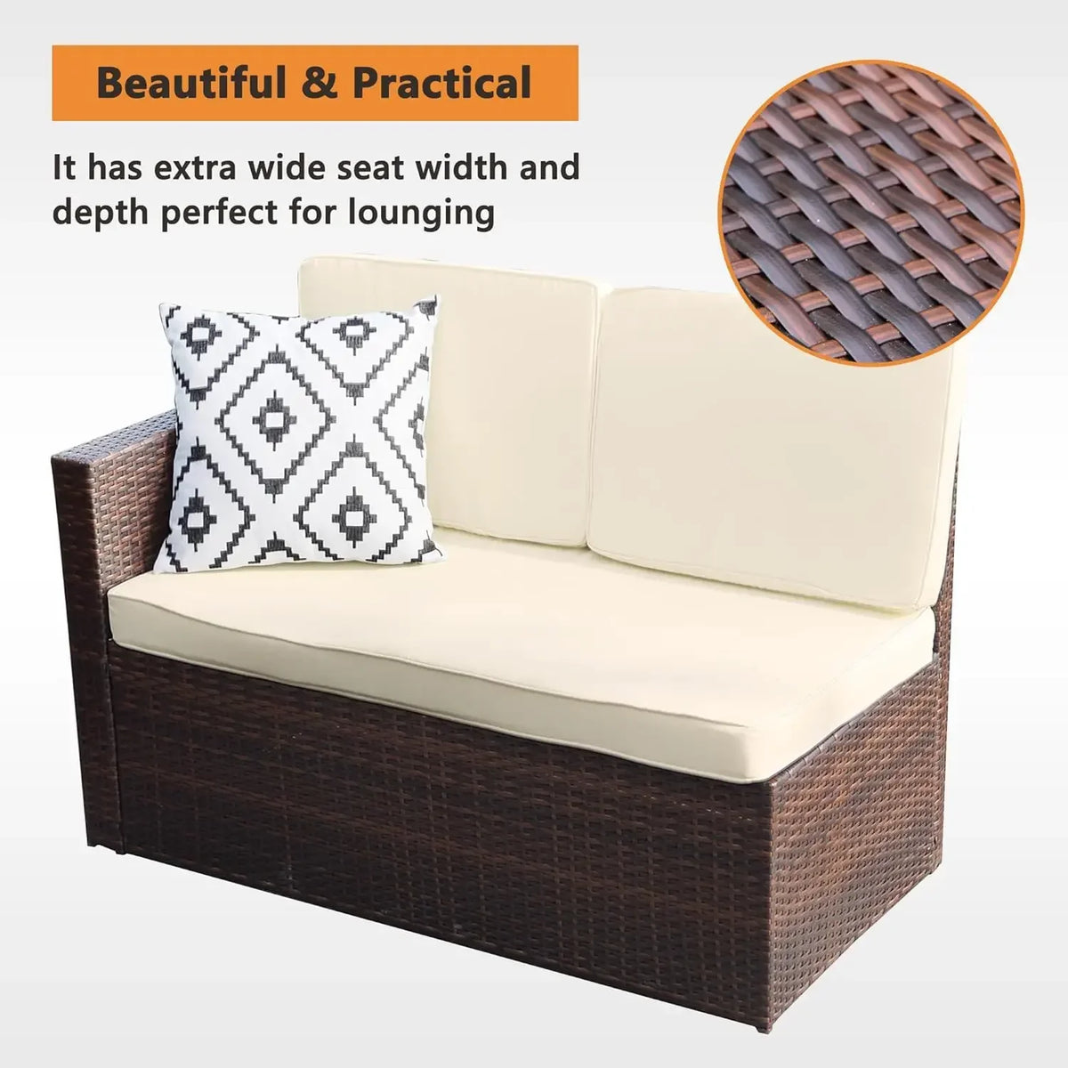 A Patio Furniture Set All Weather Wicker Patio Conversation Sets with Cushion Seat & Pillows Outdoor Dining Set Patio