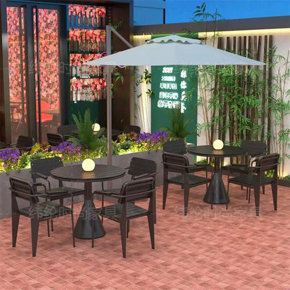 Leisure Sun-Proof Outdoor Bistro Set Small Round Table for Restaurant Music Bar and Patio Lounge Dining