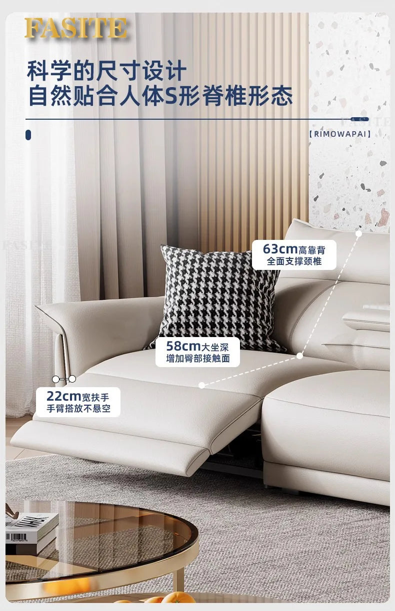 Leather sofa, electric living room, home theater sofa, modern function, adjustable leg support, one layer cowhide sofa