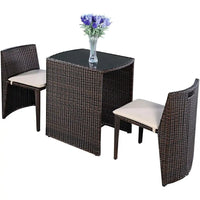 Cushioned Outdoor Wicker Patio Set Garden Sofa Seat No Assembly