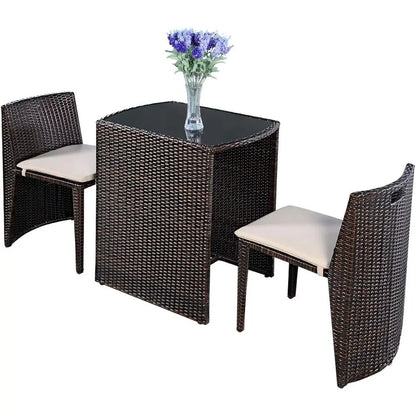 Cushioned Outdoor Wicker Patio Set Garden Sofa Seat No Assembly