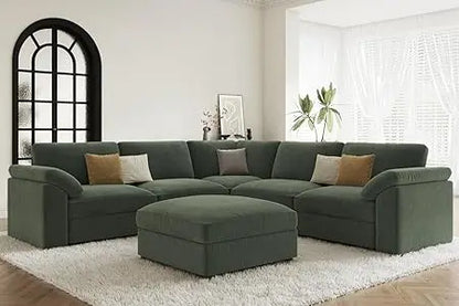 Modular Sectional Couch,Chenille Large L Shape Sectional Sofa Modern Luxury Deep seat Modular Sofa Removable and Washable,White