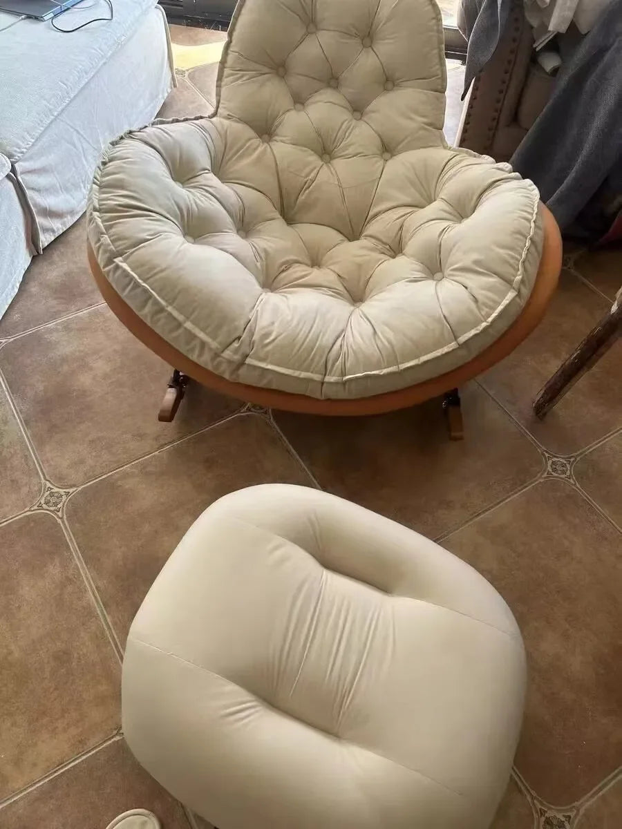 Elegant Nordic Rocking Chair for Living Room Single Penguin Chair Cozy Lazy Sofa Stylish Lounge Chair for Balcony and Patio