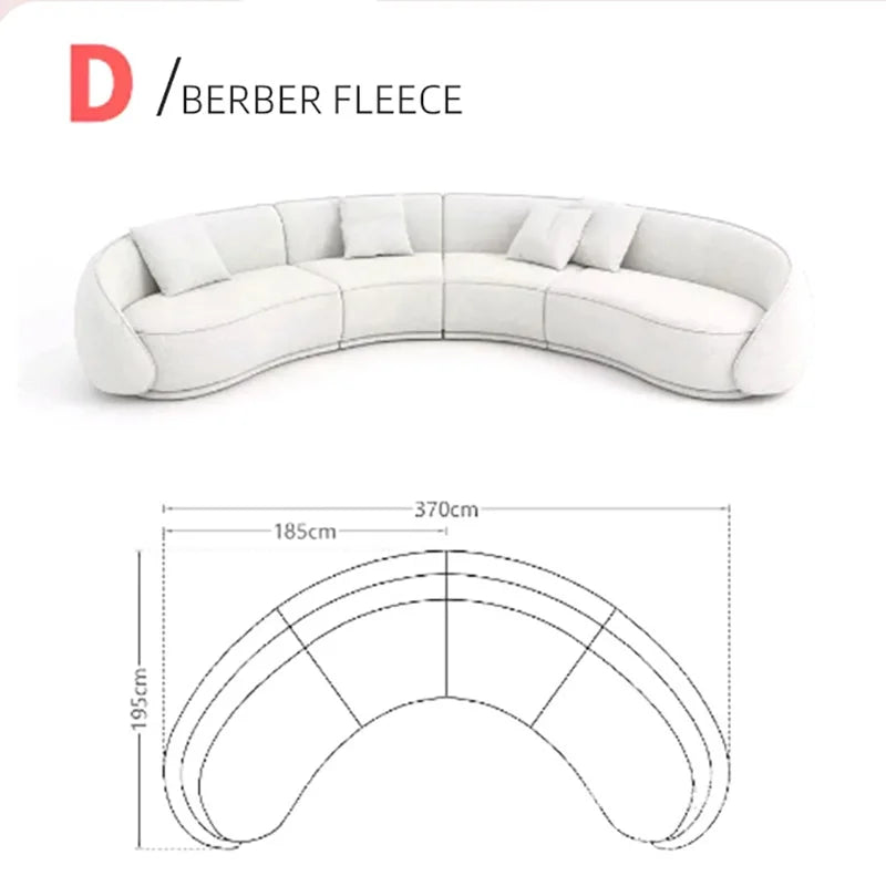 Luxury Nordic Lambswool Sofa Modern Curved Corner Living Room Sofas Stylish Comfort White Large Couch for Home Hotel Furniture