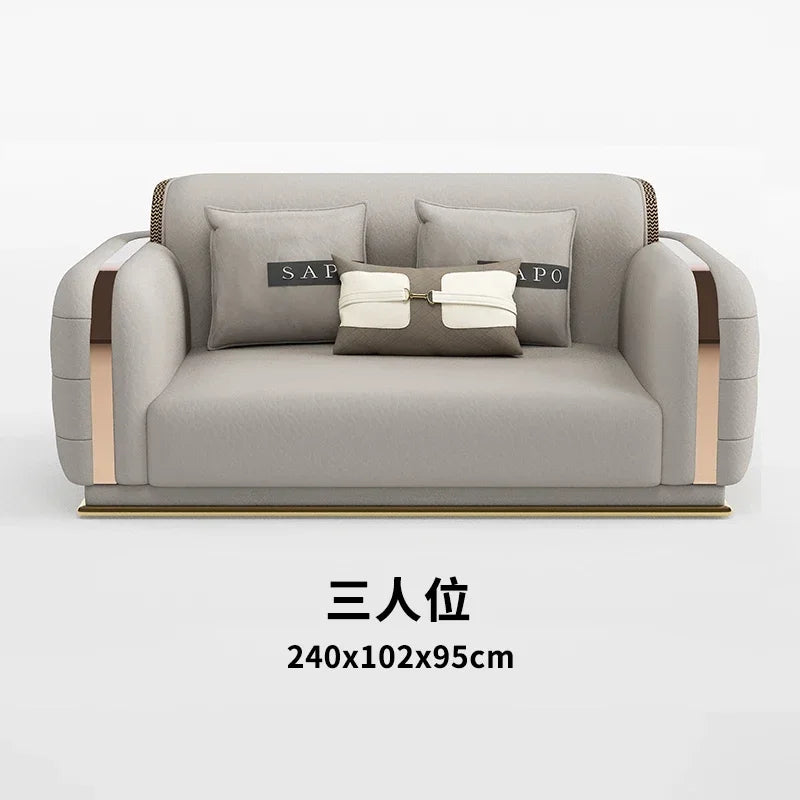 For Luxury Fancy Living Room Sofa Genuine Leather Designer Italian Sofa Loveseat Single Canape Salon De Luxe Apartment Furniture