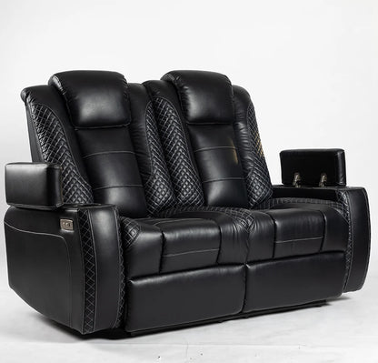 Electric Lever 2 Seater Recliner Cinema Chair Loveseat  With Cup Holders