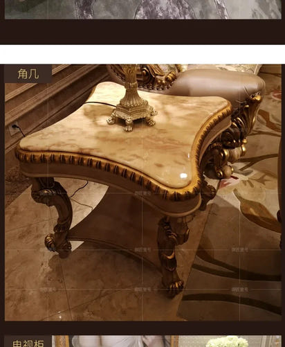 Luxury European-style villa leather sofa combination