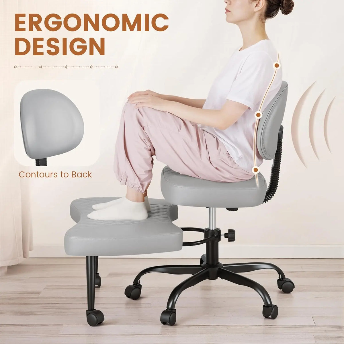 Cross Leg Chair - Meditation Chair with Wheels, ADHD Chair, Height Adjustable Seat, Adjustable Footstool