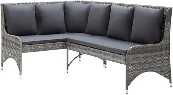 Durable Outdoor Patio Corner Sofas 2 pcs in Poly Rattan - Brown, Weather-Resistant Furniture with Comfortable Cushions