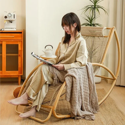 Balcony leisure rocking chair waterproof sunscreen courtyard recliner rattan