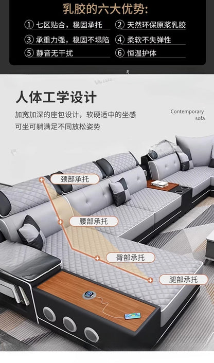 New multi-functional sofa simple modern living room large corner removable and washable technology cloth sofa combination furnit