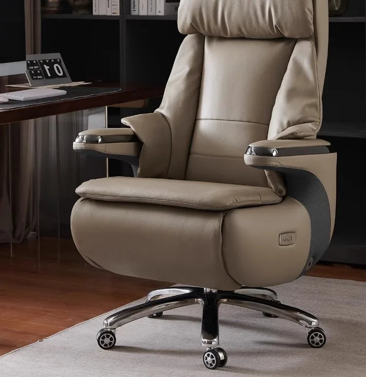 Senior Leather Office Chairs Ergonomic Comfortable Adjust Recliner Office Chairs Mobile Luxurious Furniture Silla Oficina LXOC