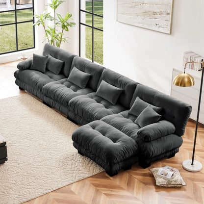 Oversized Modular Sectional Sofa Couch Comfy Cloud Deep Seat, Ottomans Chenille