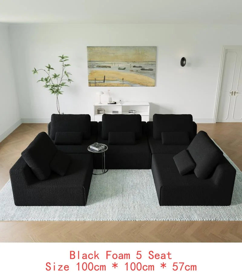 Oversized Modular Sectional Sofa, Luxury Boucle Floor Couch Set, Convertible Compressed Couch, Spacious Foam-Filled Sofa for