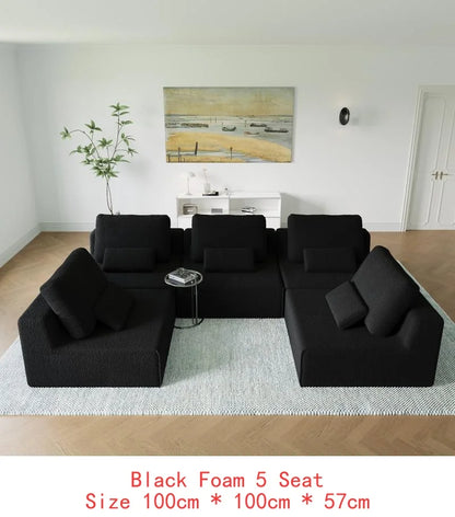 Oversized Modular Sectional Sofa, Luxury Boucle Floor Couch Set, Convertible Compressed Couch, Spacious Foam-Filled Sofa for