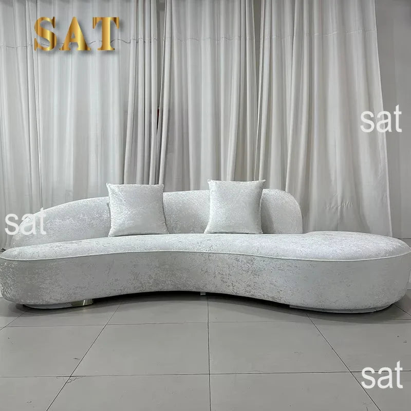 Modern Comfortable Velvet Fabric Couches for Home Luxury Commercial Sofas Set Furniture Couch Living Room Curved 3 Seater Sofa