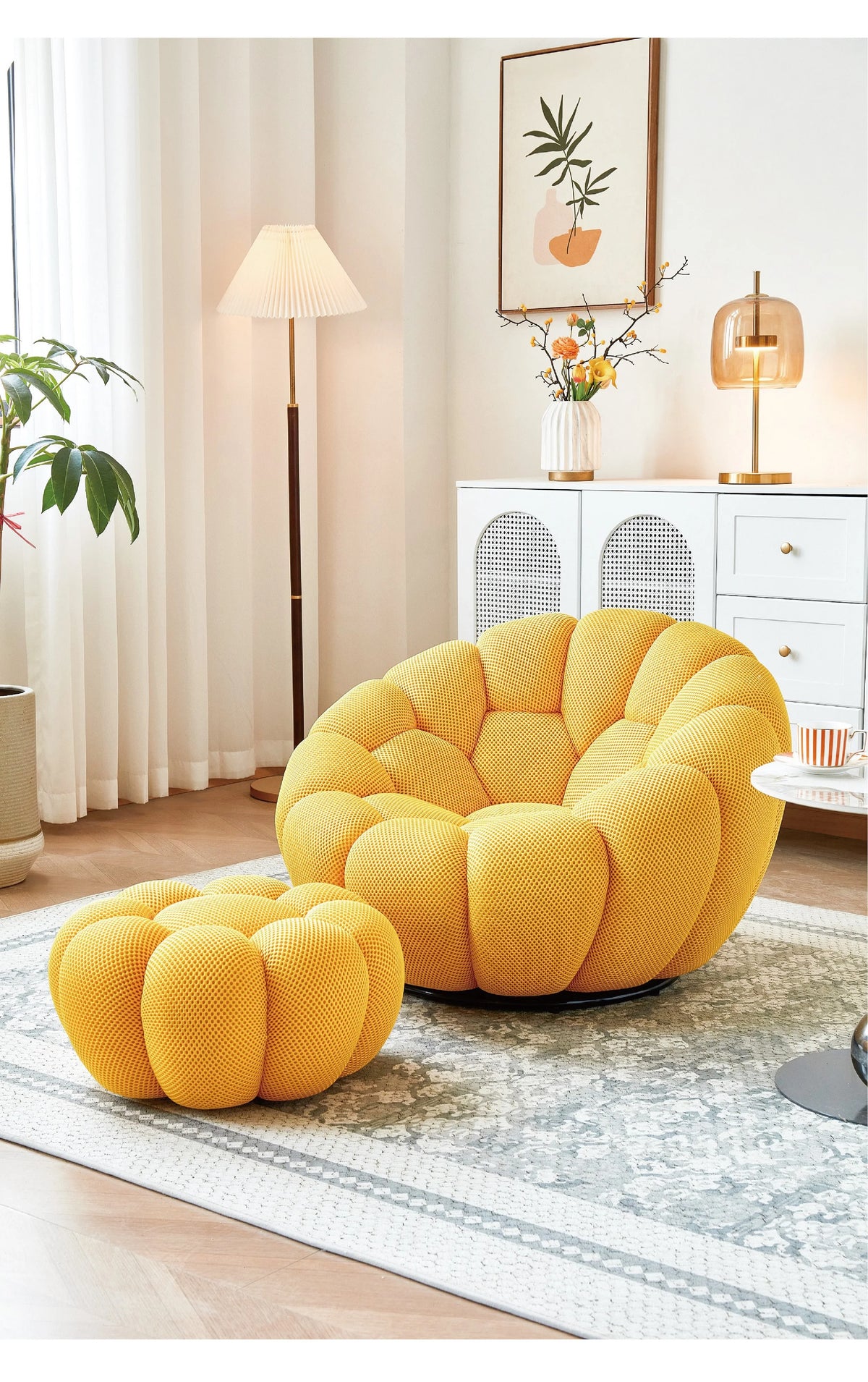 Modern Pumpkin Chair Luxury Bubble Sofa Single Lounge Seat Lazy Recliner for Bedroom Balcony Living Room Aesthetic Accent