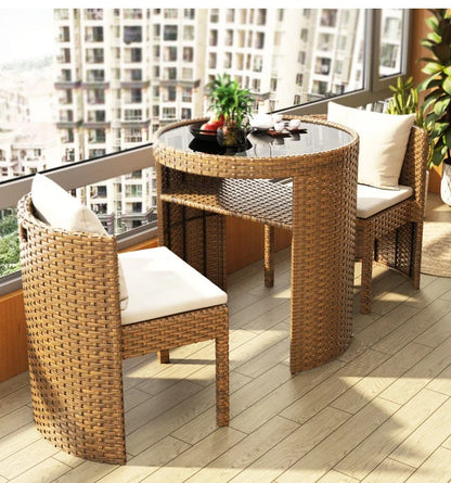 Rattan Garden Furniture Sets Balcony Home Table Chairs Storage Leisure Table and Chair Three-piece Set Outdoor Patio Combination