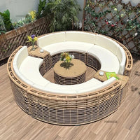 Outdoor PE Rattan Garden Sofa Chair Set for Courtyard and Balcony, Full Arc Design for Outdoor Garden Leisure Activities