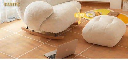 High quality Rocking Chair Sofa Creative Couch Wood Furniture Recliner Indoor Egg Chair Living  Sofa Chair Armchair Step Stool