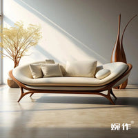 Washable White Nordic Sofa Wood Adults Reclining Lounge Double Chaise Couch Living Room Bedroom Lazy Divano Letto Furniture