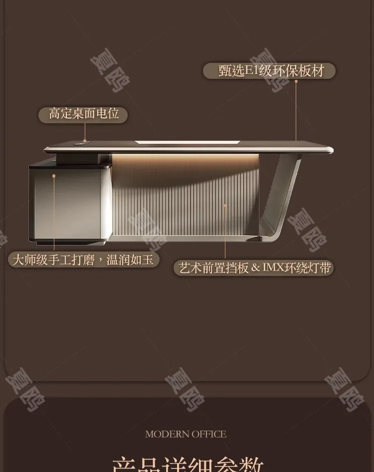 High Quality Light LuxuryOffice Desk Boss L Shaped Work Manager Computer Desks Executive Shelf Escritorio Oficina Furniture