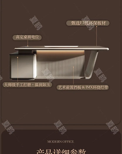 High Quality Light LuxuryOffice Desk Boss L Shaped Work Manager Computer Desks Executive Shelf Escritorio Oficina Furniture