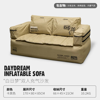 Double and Single Inflatable Sofa with Built-in Air Pump, Comfortable and Portable for Camping and Leisure Home Use